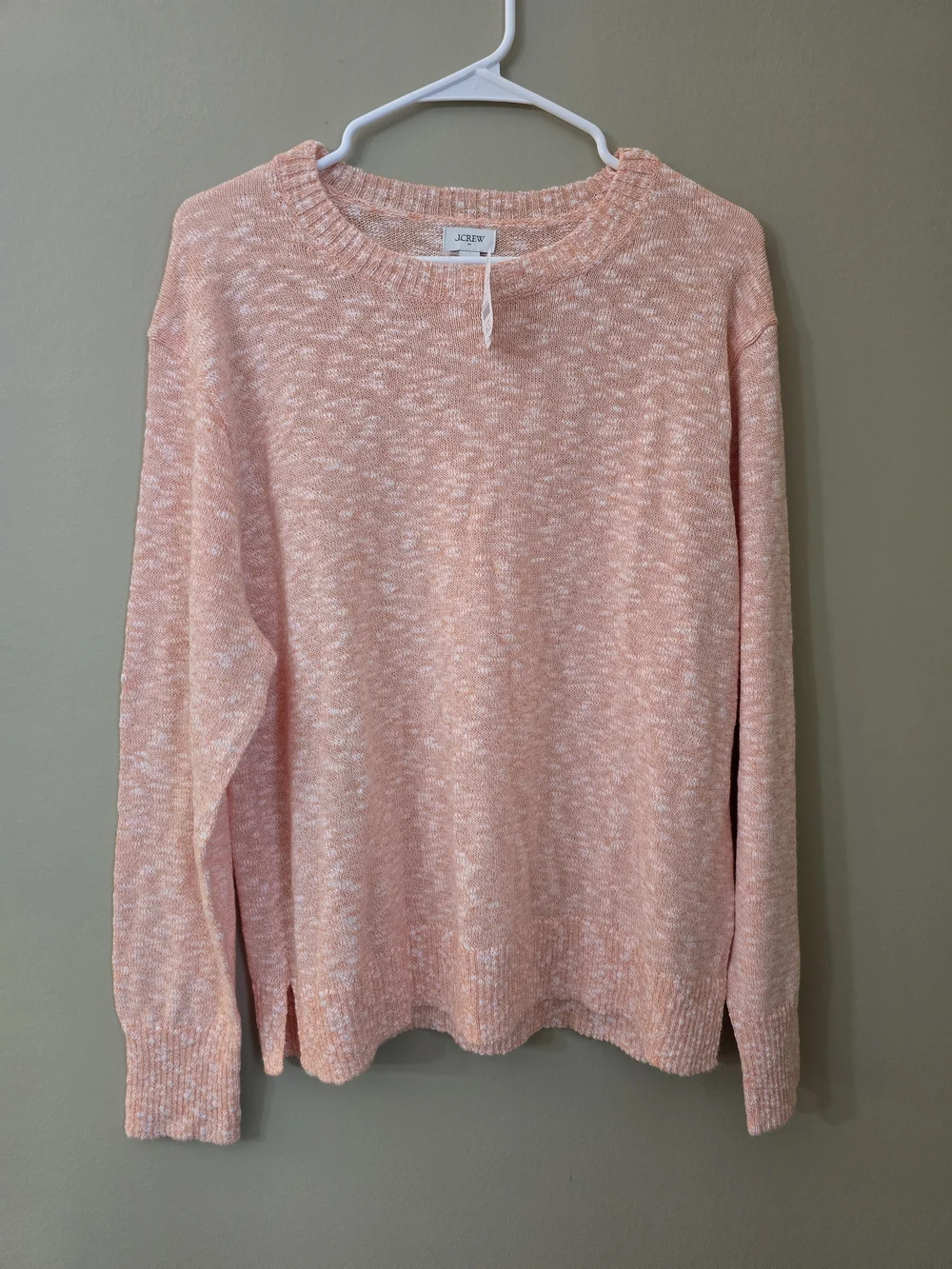 J. Crew Pink Marled Crewneck Sweater Women Size L